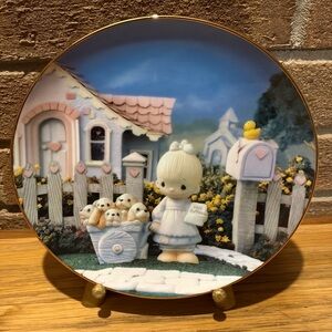 Decorative Plate by Precious Moments with Girl and Puppies